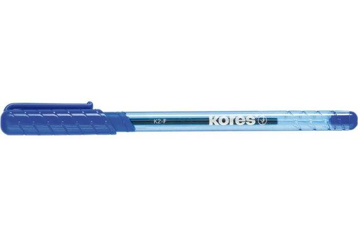 Pero kuličkové Kores K2 Pen, 0,7 mm, transparentní, trojhranné, modré