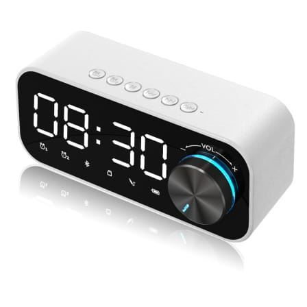Bluetooth reproduktor B126 s rádiem FM a hodinami (radiobudík)