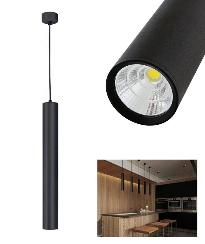 Závěsná LED lampa černá