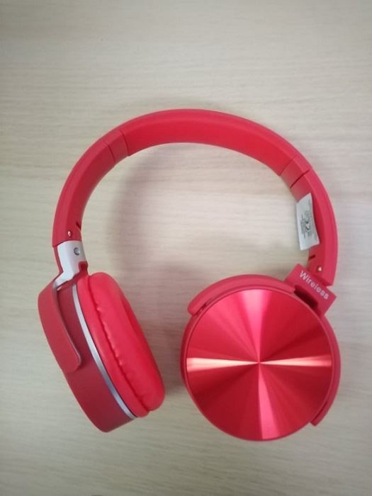 Bluetooth bezdrátová sluchátka MP3, Rádio, červená