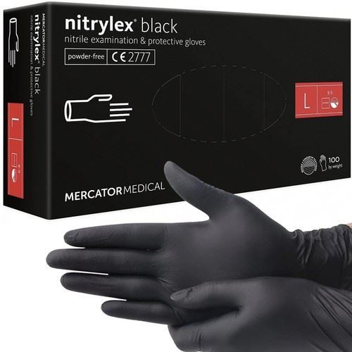 Nitrilové rukavice černé bez pudru 100ks./bal., velikost L