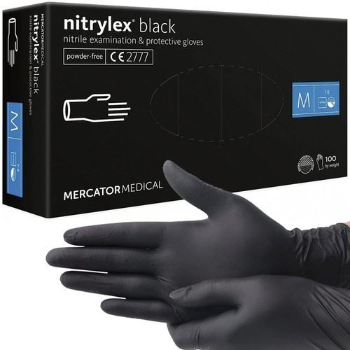 Nitrilové rukavice černé bez pudru 100ks./bal., velikost M