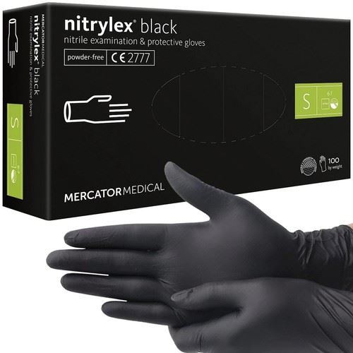 Nitrilové rukavice černé bez pudru 100ks./bal., velikost S