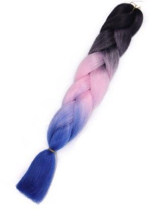 Vlasy syntetické Copánky ombre černé-růžové- tmavě modré