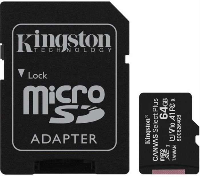 Paměťová karta KINGSTON micro SDHC 64GB Class 10 + adaptér