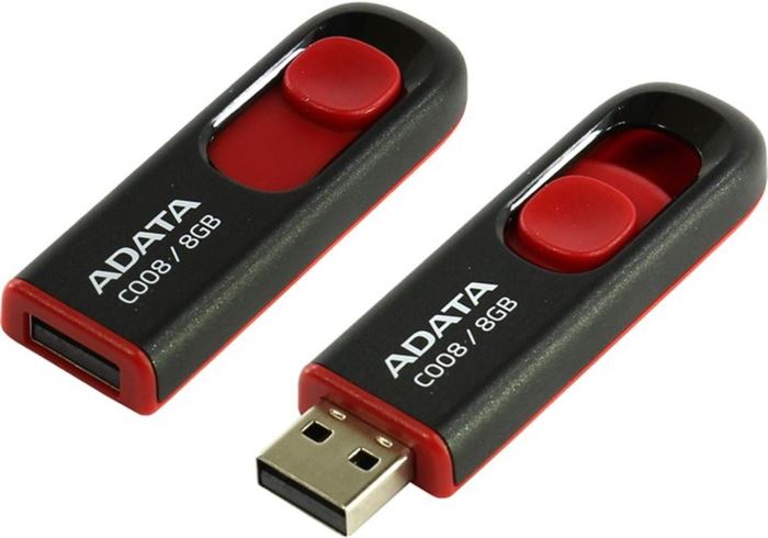ADATA flashdisk 8GB USB 2.0 C008 černo/červená (potisk)