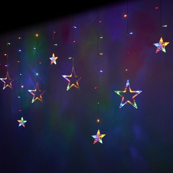 Vánoční  osvětlení  138LED STAR LIGHT CURTAIN, vícebarevná