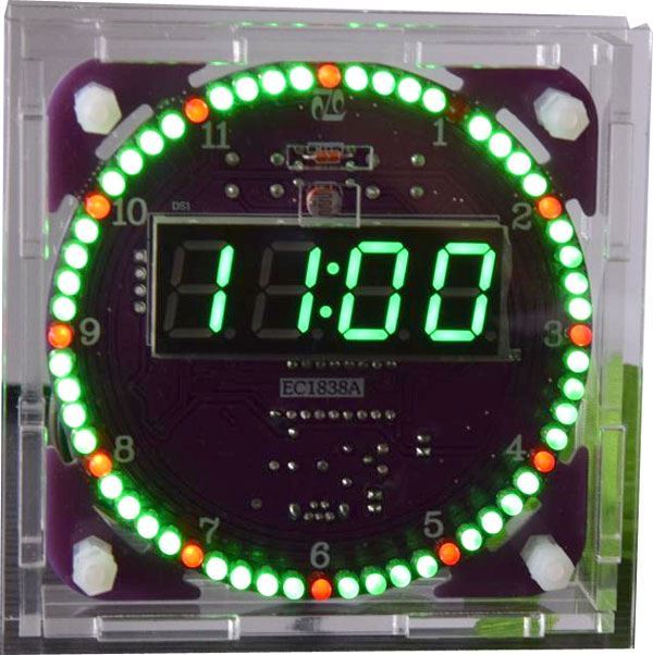 Digitální hodiny LED s kruhovou vteřinovkou-STAVEBNICE-nefunkční
